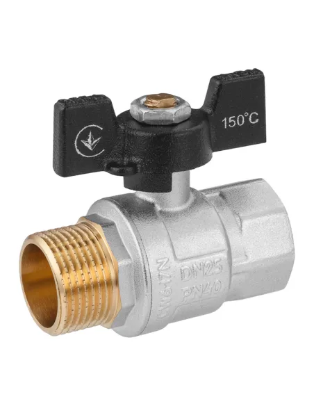 Кран кульовий прямий Kroner ВН PN40 3/4 дюйма, метелик