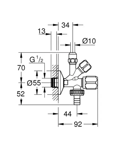Приладовий кран потрійний Grohe 22036000, 1/2 х 3/8 х 3/4 дюйми