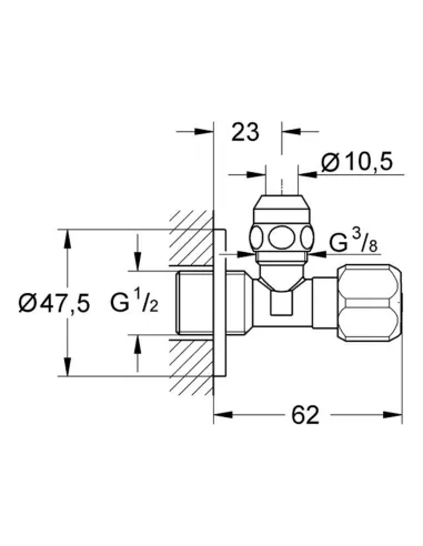 Приладовий кран Grohe 2201700M, 1/2 х 3/8 дюйма