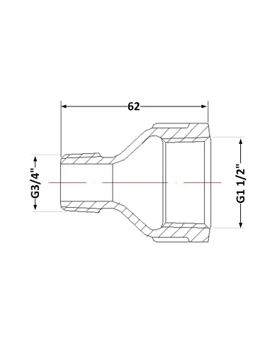 Чугунный переходник 1 дюйм резьба 1/2х3/4 ВН