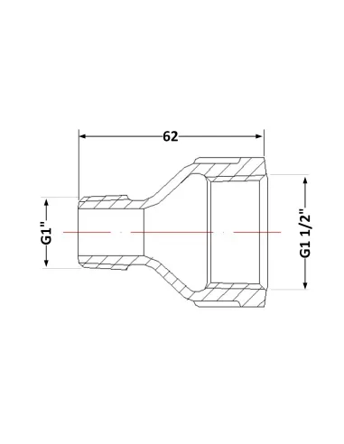 Чугунный переходник 1 дюйм резьба 1/2х1 ВН