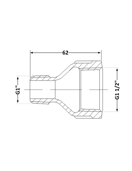 Чугунный переходник 1 дюйм резьба 1/2х1 ВН
