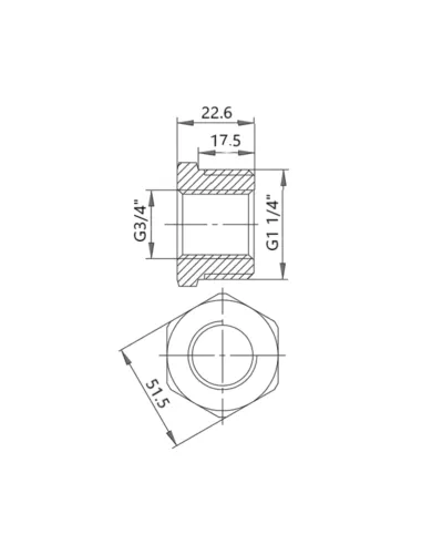 Чугунная футорка радиаторная 1 дюйм резьба 1/4х3/4 ВН левая