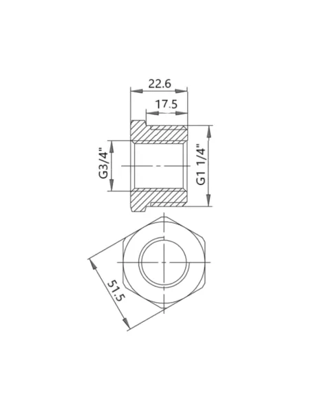 Чугунная футорка радиаторная 1 дюйм резьба 1/4х3/4 ВН левая