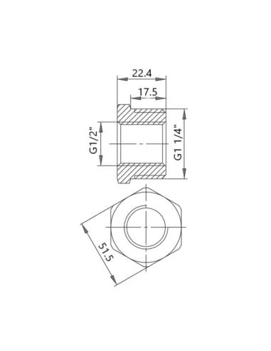 Чугунная футорка радиаторная 1 дюйм резьба 1/4х1/2 ВН левая