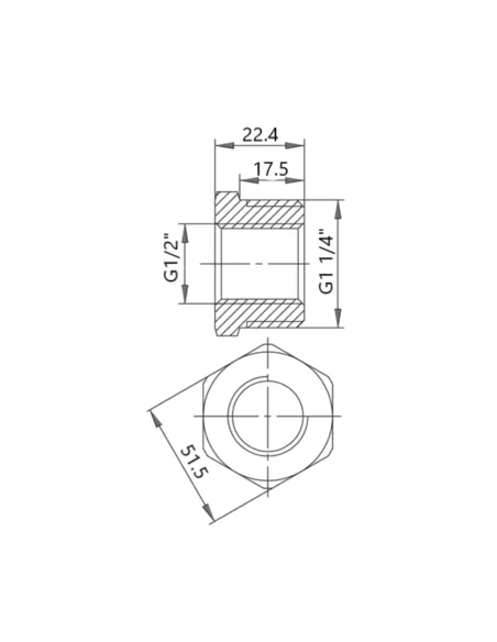 Чугунная футорка радиаторная 1 дюйм резьба 1/4х1/2 ВН левая