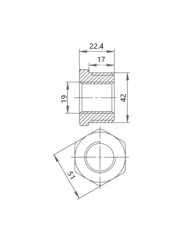 Чугунная футорка радиаторная 1 дюйм резьба 1/4х1/2 ВН правая