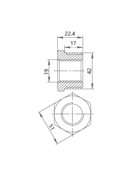 Чугунная футорка радиаторная 1 дюйм резьба 1/4х1/2 ВН правая
