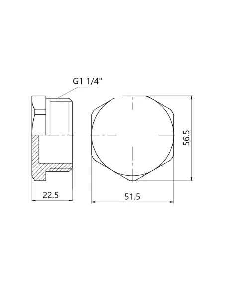 Чугунная заглушка радиаторная 1 дюйм 1/4 НР левая
