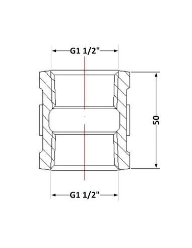 Чугунная муфта 1 дюйм 1/2 ВР