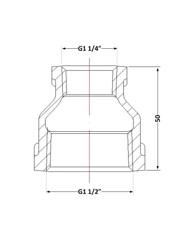 Чугунная муфта 1 дюйм резьба 1/2х1 1/4 ВР