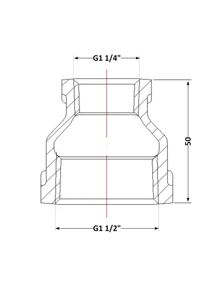 Чугунная муфта 1 дюйм резьба 1/2х1 1/4 ВР