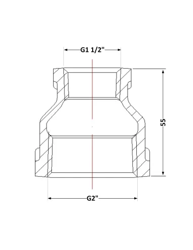 Чугунная муфта 2 дюйма резьба 1 1/2 ВР
