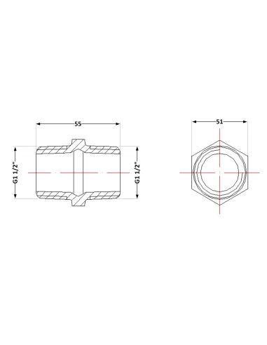 Чугунный ниппель 1 дюйм 1/2 НР