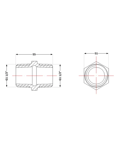 Чугунный ниппель 1 дюйм 1/2 НР
