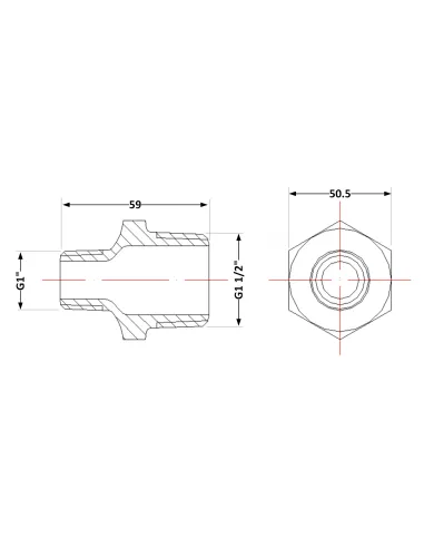 Чугунный ниппель 1 дюйм резьба 1/2х1 НР