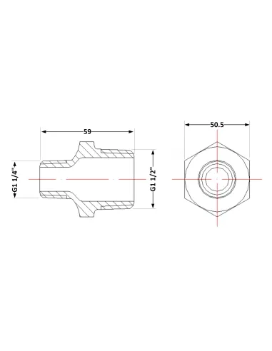 Чугунный ниппель 1 дюйм резьба 1/2х1 1/4 НР