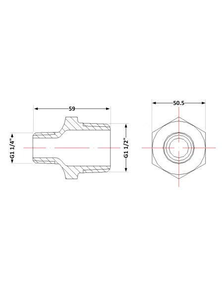 Чугунный ниппель 1 дюйм резьба 1/2х1 1/4 НР
