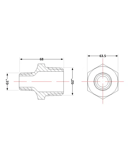 Чугунный ниппель 2 дюйма резьба 1 НР