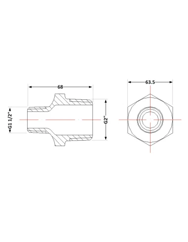 Чугунный ниппель 2 дюйма резьба 1 1/2 НР