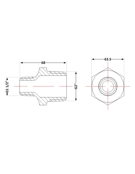 Чугунный ниппель 2 дюйма резьба 1 1/2 НР