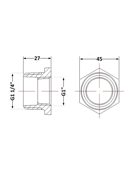 Чугунная футорка 1 дюйм резьба 1/4х1 НР