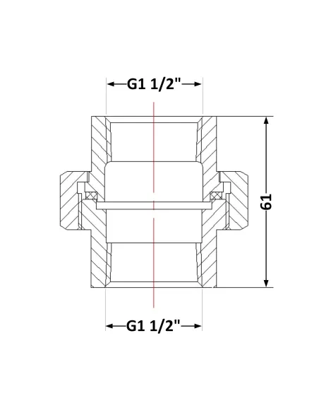 Чугунный сгон Американка 1 дюйм 1/2 ВР