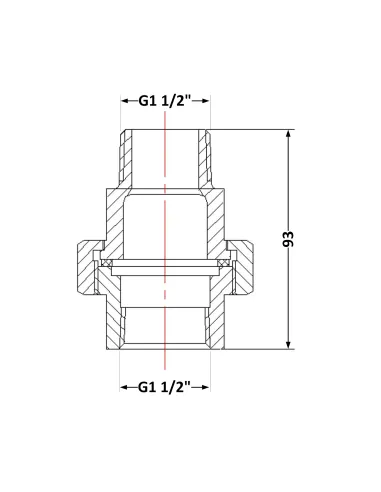Чугунный сгон Американка 1 дюйм 1/2 НР