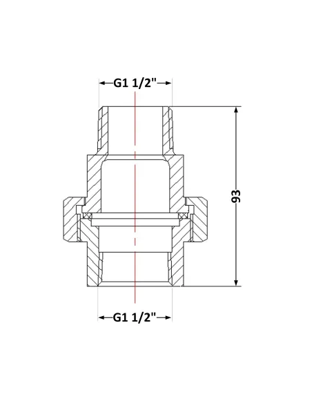 Чугунный сгон Американка 1 дюйм 1/2 НР