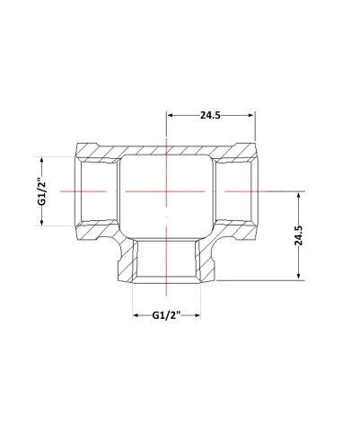 Чугунный тройник 1/2 дюйма ВР