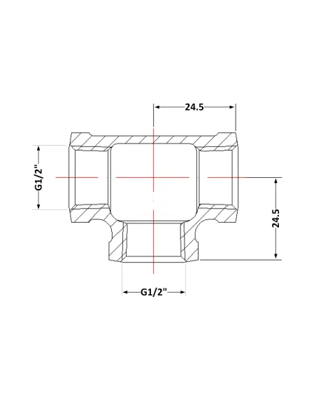 Чугунный тройник 1/2 дюйма ВР
