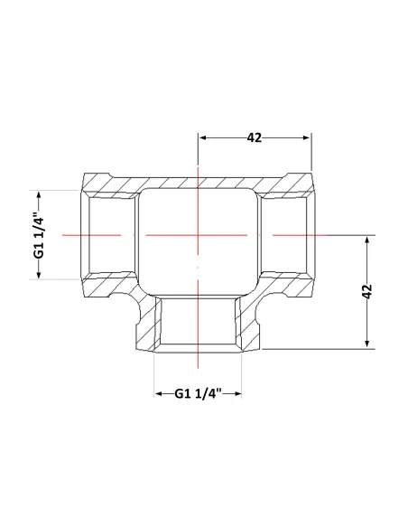 Чугунный тройник 1 дюйм 1/4 ВР
