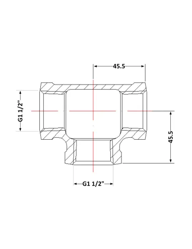 Чугунный тройник 1 дюйм 1/2 ВР