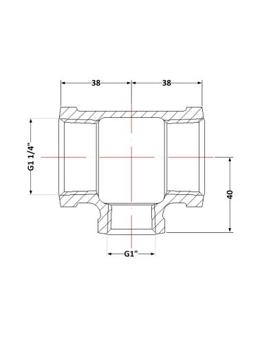 Чугунный тройник 1 дюйм 1/4 резьба 1х1 1/4 ВР