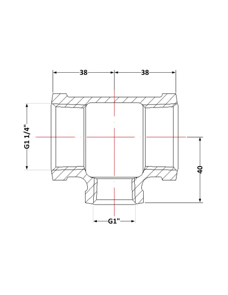 Чугунный тройник 1 дюйм 1/4 резьба 1х1 1/4 ВР