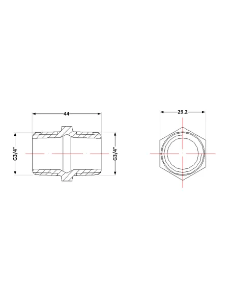Чугунный ниппель 3/4 дюйма НР