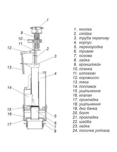 Запорная арматура на унитаз SoloPlast АБк-12 однокнопочный