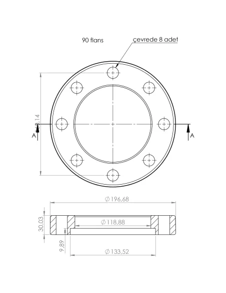 Фланец для полипропиленовых труб Kalde PPR 58050, 90 мм