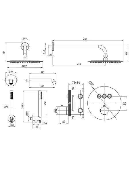 Душевая система Topaz Loft TLF 32117-L06-C-Termostat, скрытого монтажа