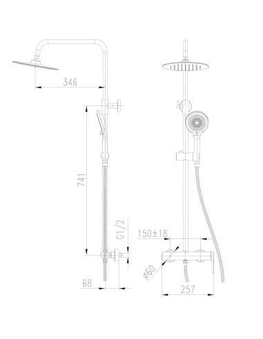 Душевая система Topaz Loft TLF 32702-H75-C без излива