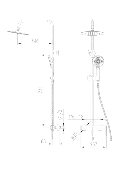 Душевая система Topaz Loft TLF 32702-H75-C без излива