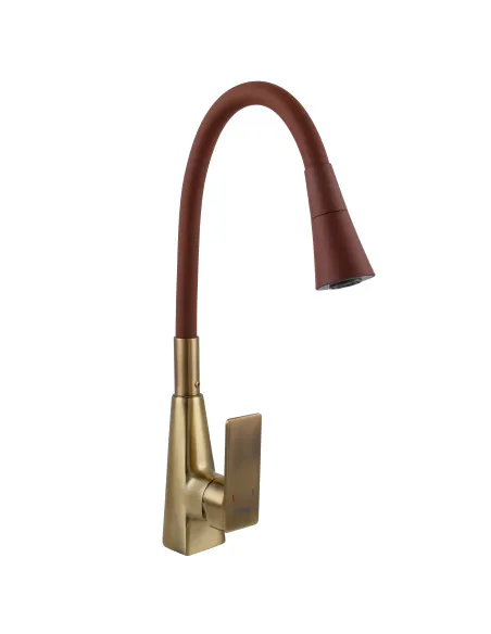 Смеситель для кухни с гибким изливом Domino Dionis DDD-203SM-BR-R10 коричневый