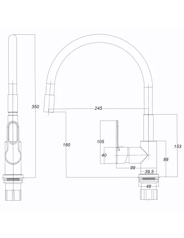 Смеситель для кухни с гибким изливом Globus Lux Dolly GLD-0203LR-BL черный