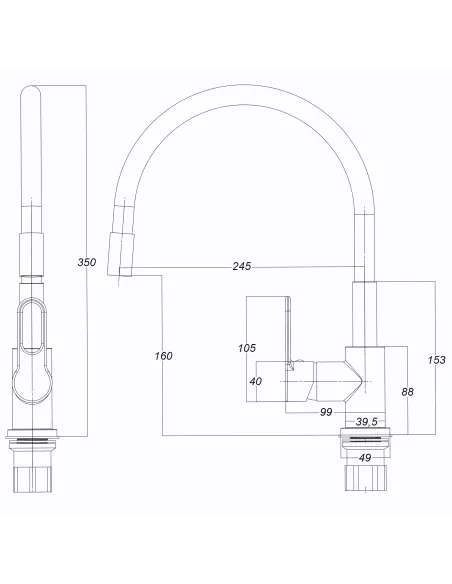 Смеситель для кухни с гибким изливом Globus Lux Dolly GLD-0203LR-BL черный