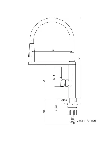 Смеситель для кухни с гибким изливом Topaz Sardinia TS 08401-H71-PVD-NB черный