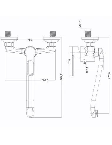 Смеситель для кухни настенный Globus Lux Dolly GLD-0104 хром
