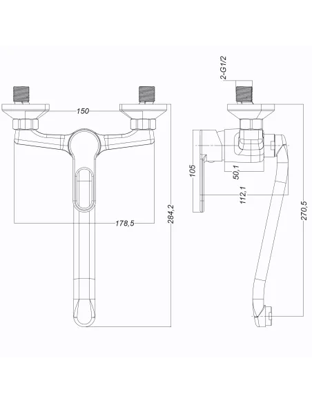 Смеситель для кухни настенный Globus Lux Dolly GLD-0104 хром