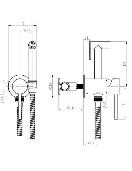 Смеситель для биде Topaz Loft TLF 32106-H39-BL с гигиеническим душем