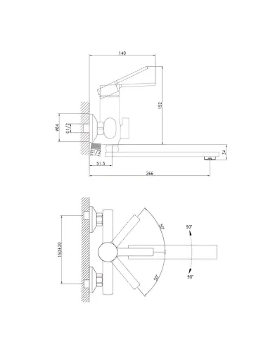 Змішувач для ванни Zerix LOR3-124 з душовим набором, хром.