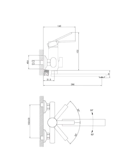 Змішувач для ванни Zerix LOR3-124 з душовим набором, хром.